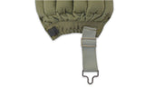 detail of Metal buckles and fittings on fallschirmjager knee pads