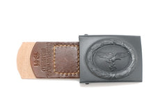 Luftwaffe Blue Steel Buckle with leather tab